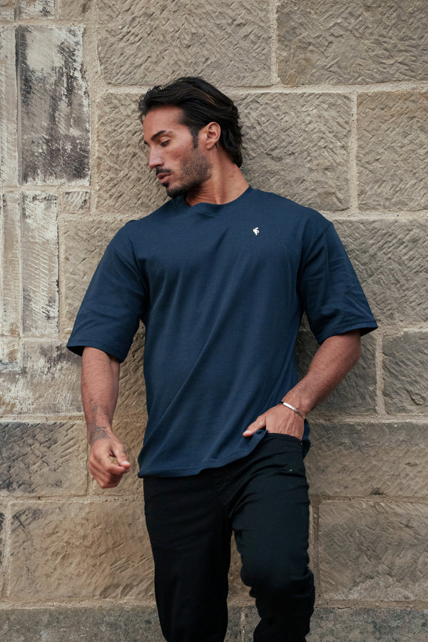 Father Sons Classic Navy / Gold Oversized Crew T Shirt - FSH1422