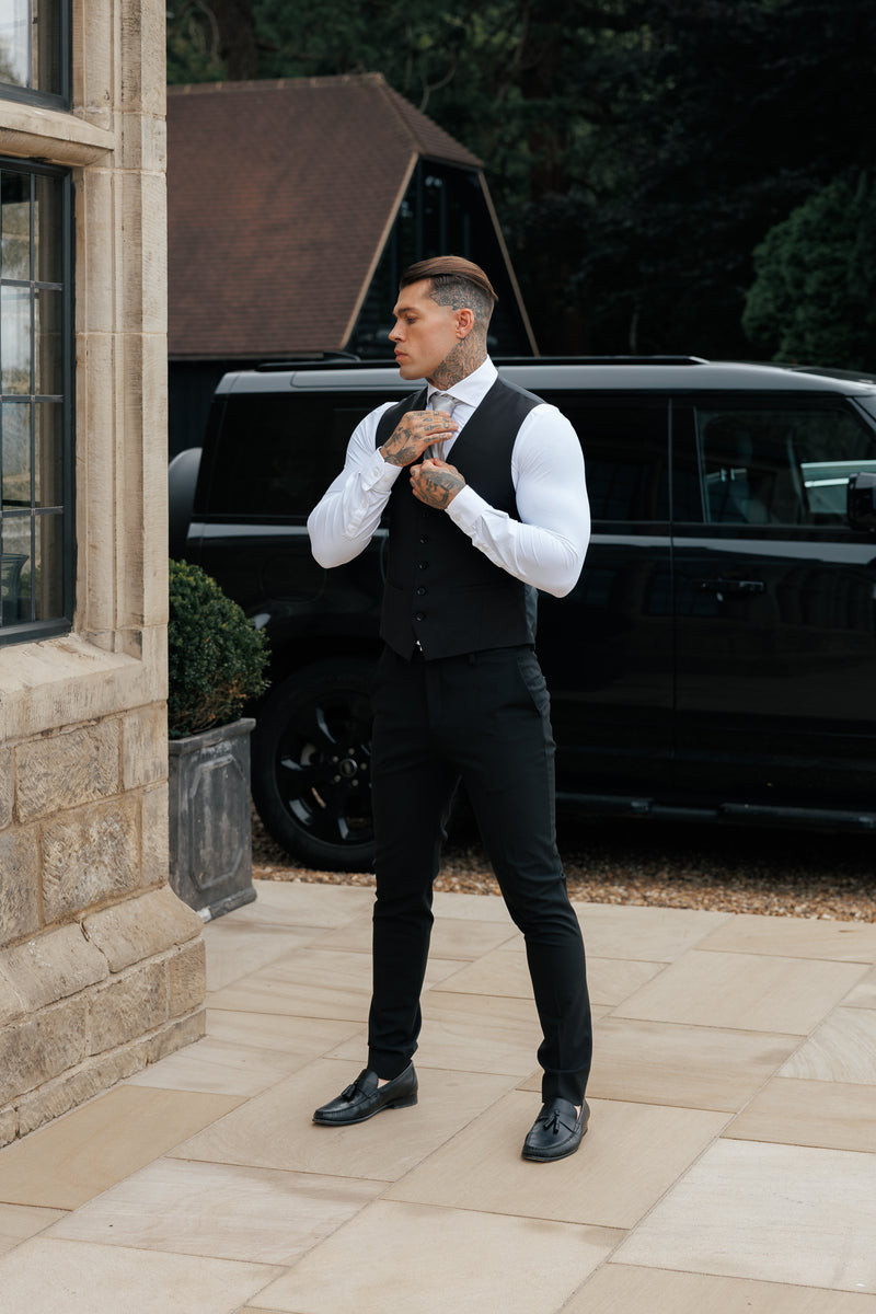 Father Sons Slim Formal Waistcoat Black - FSW010