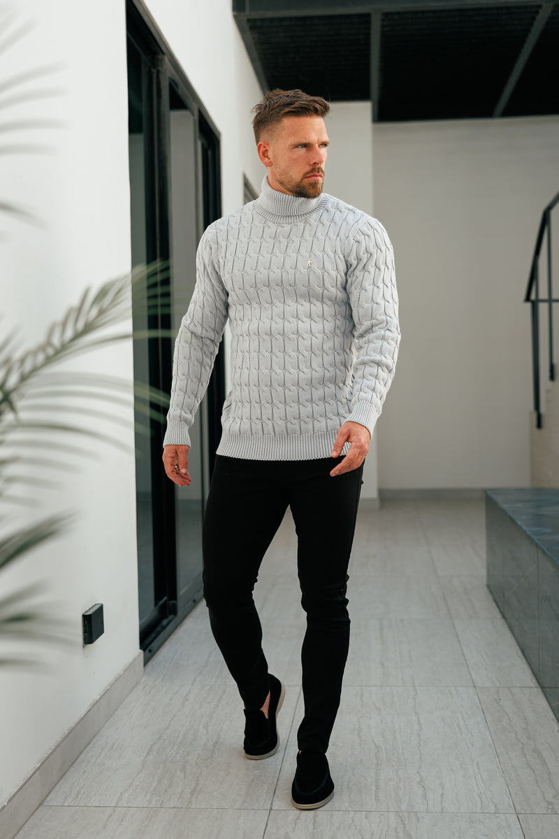 Father Sons Link Weave Knit Cop Grey Roll Neck Jumper - FSJ104 (PRE ORDER 12TH NOVEMBER)