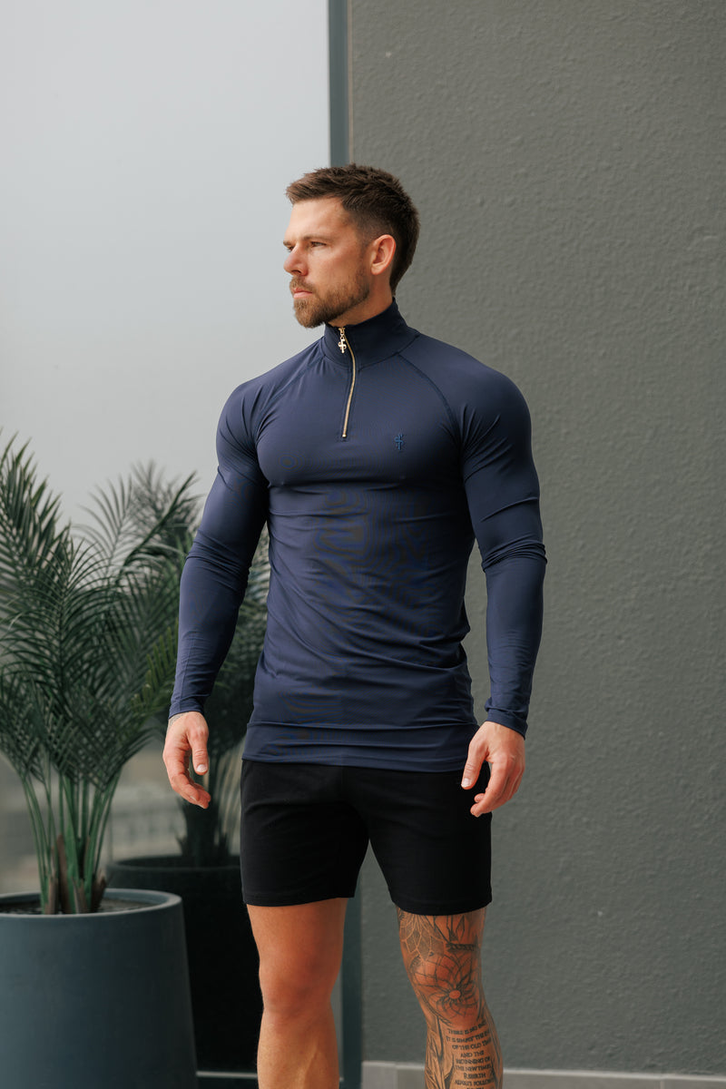 FS LS Navy Half Zip Gym Top - FSH1282