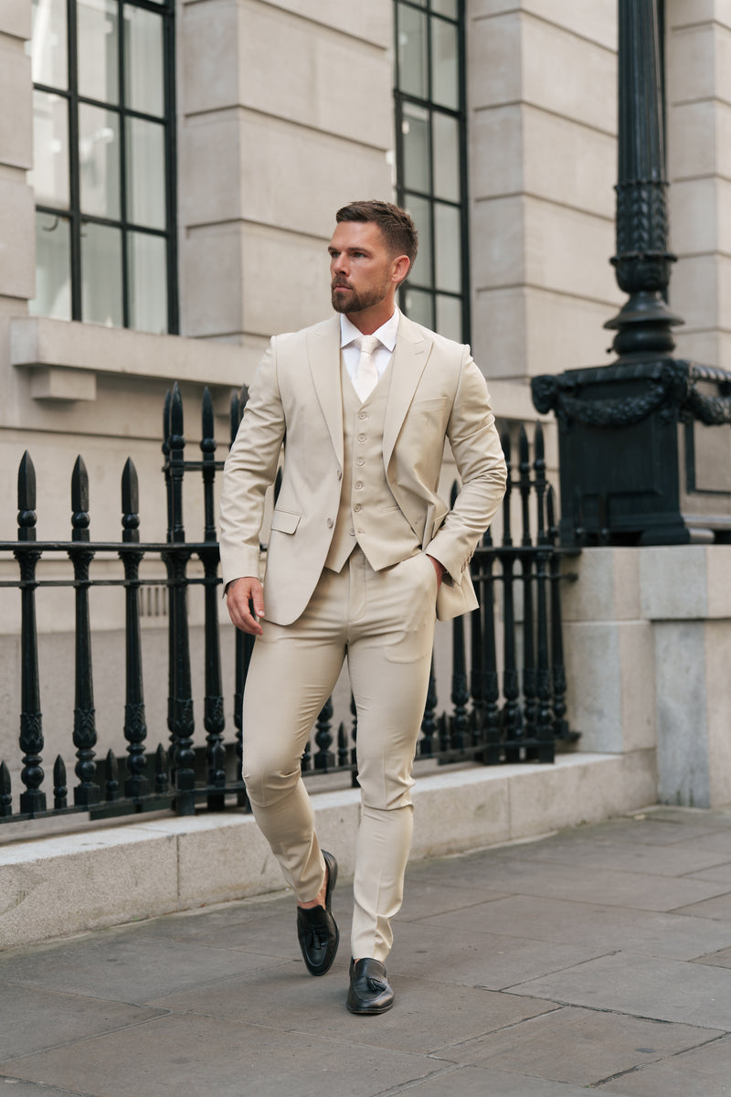 Father Sons Slim Formal Beige Stretch Trousers - FST038 (PRE ORDER 14TH AUGUST)