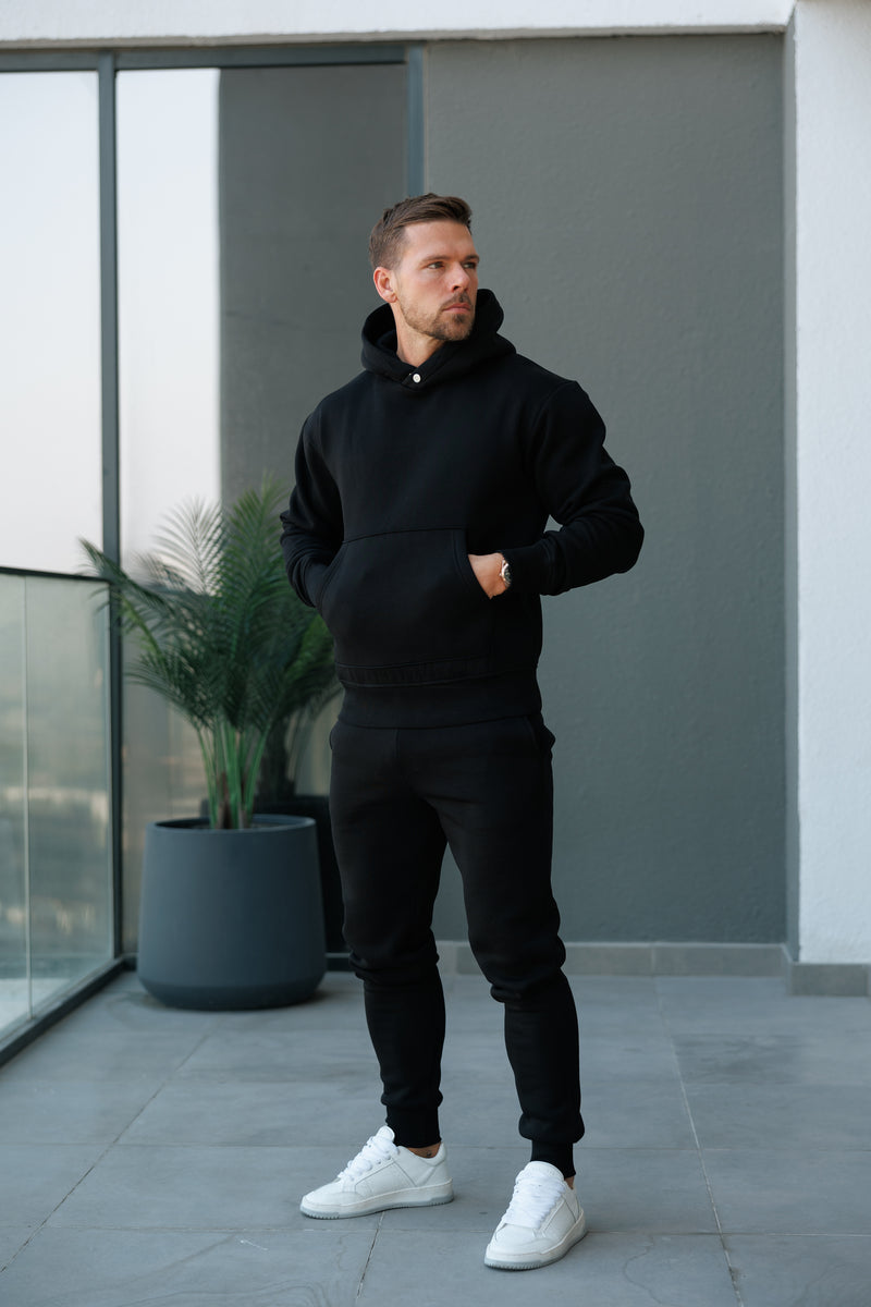 FS Black Oversized Hoodie With Functional FS Stud - FSR001