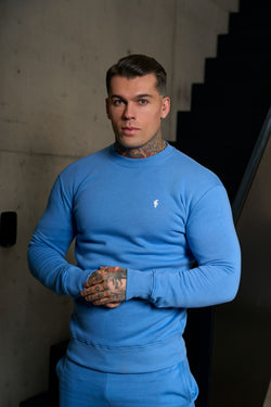 FS Plain Blue Crew Jumper With FS Branding - FSH1188