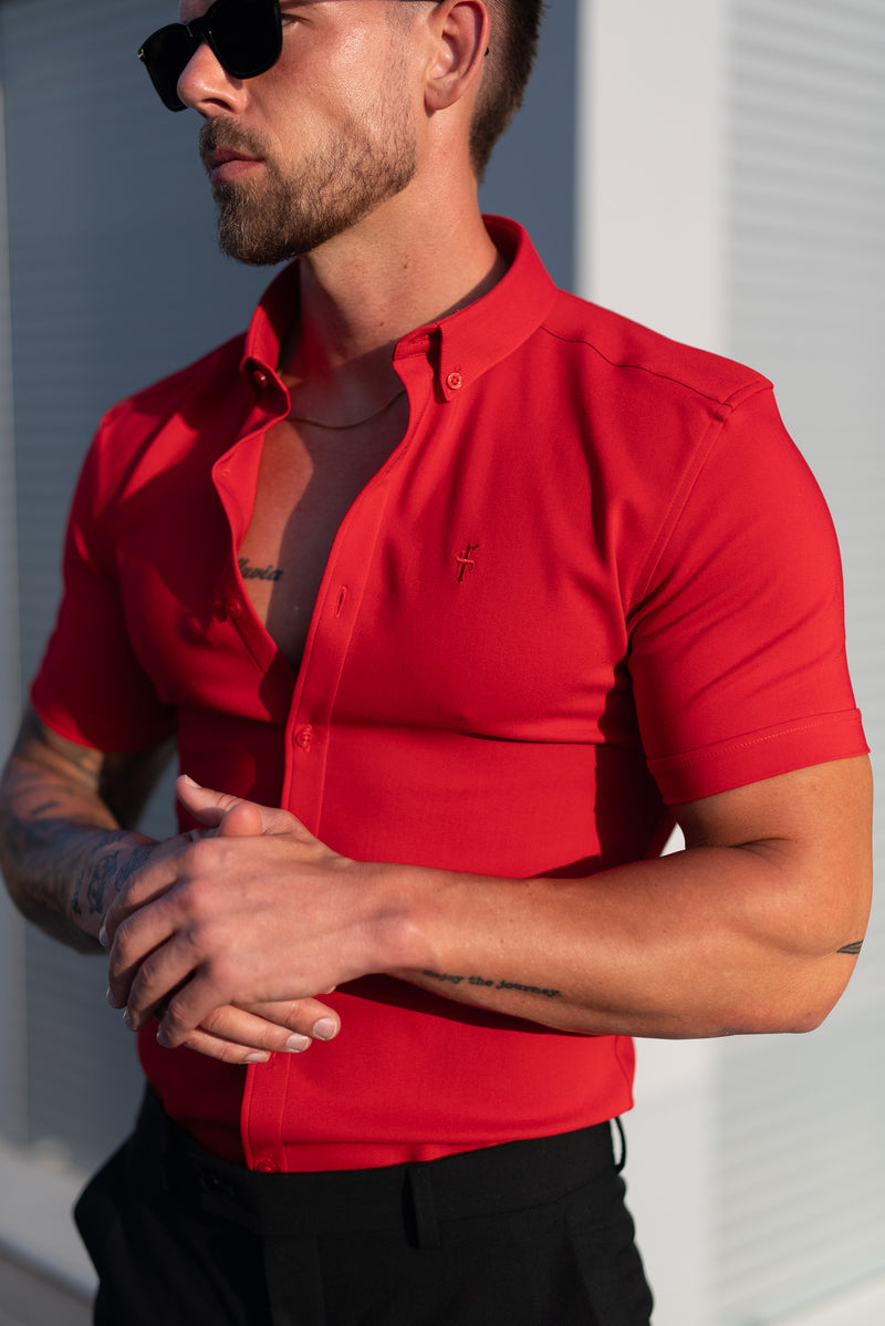 FS Super Slim SS Postbox Red Scuba with Button Down Collar - FS1189