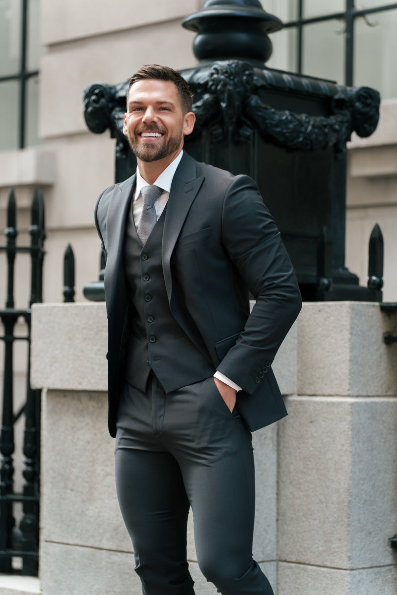 Father Sons Slim Formal Suit Jacket Charcoal - FSJKT014