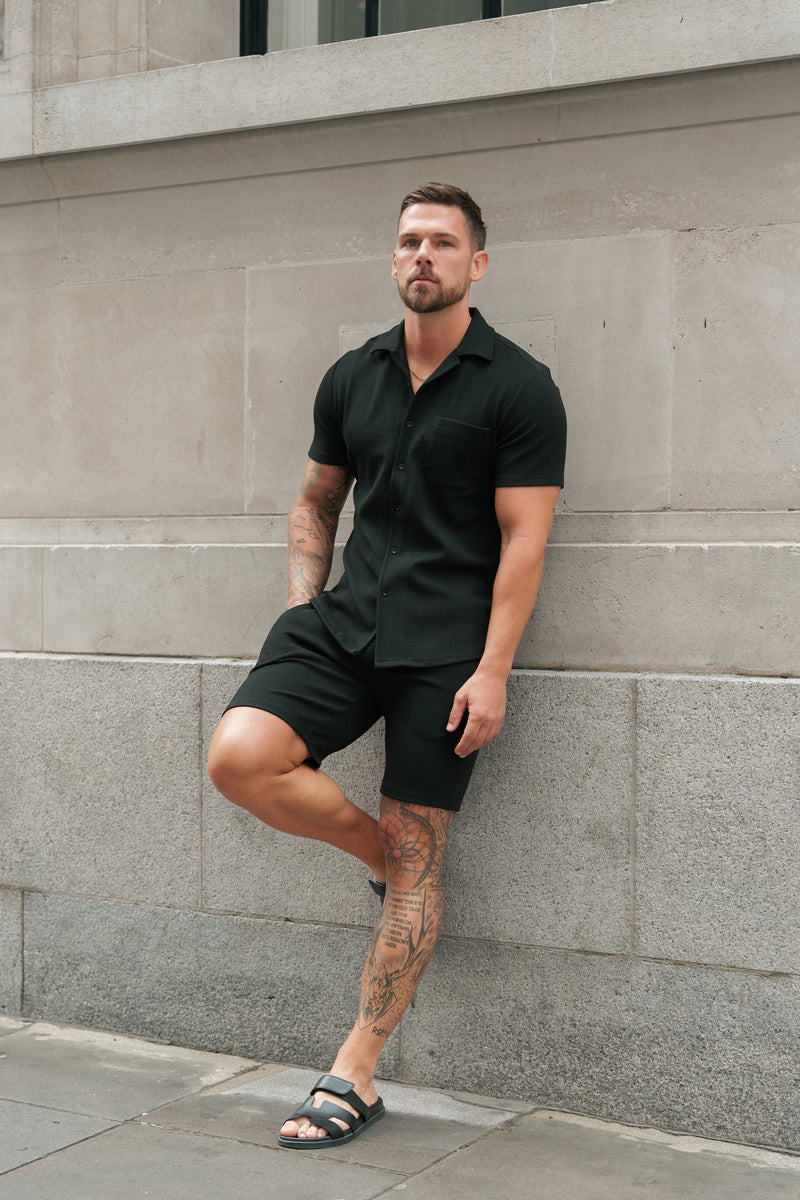 Father Sons Jersey Cord Black Shorts - FSR012 (PRE ORDER 11TH AUGUST)