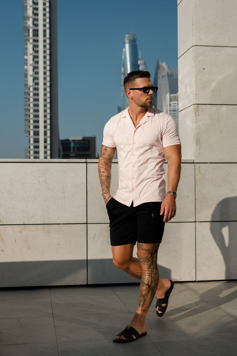 Father Sons Stretch Pink Pique Revere Shirt Short Sleeve - FSH1077