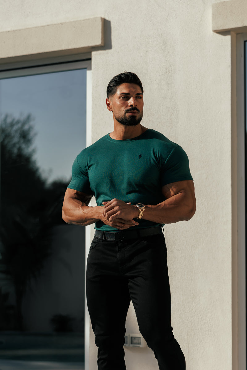 Father Sons Forest Green / Black Bamboo Crew T Shirt - FSH1213