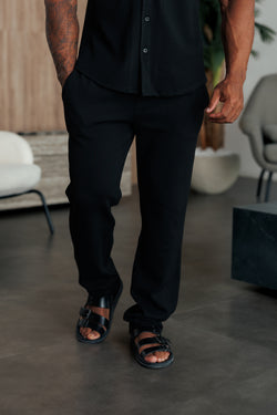 Father Sons Jersey Cord Relaxed Black Trousers - FSR014