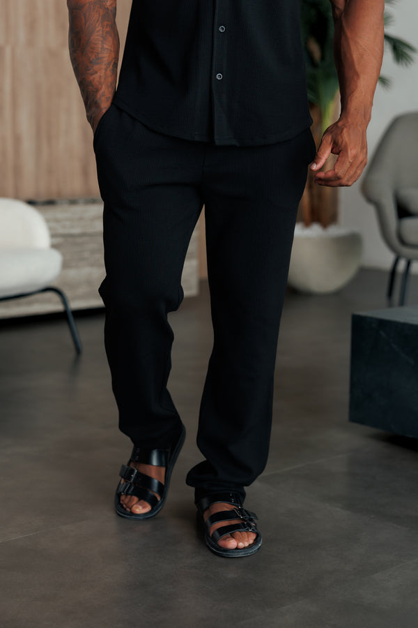 Father Sons Jersey Cord Relaxed Black Trousers - FSR014