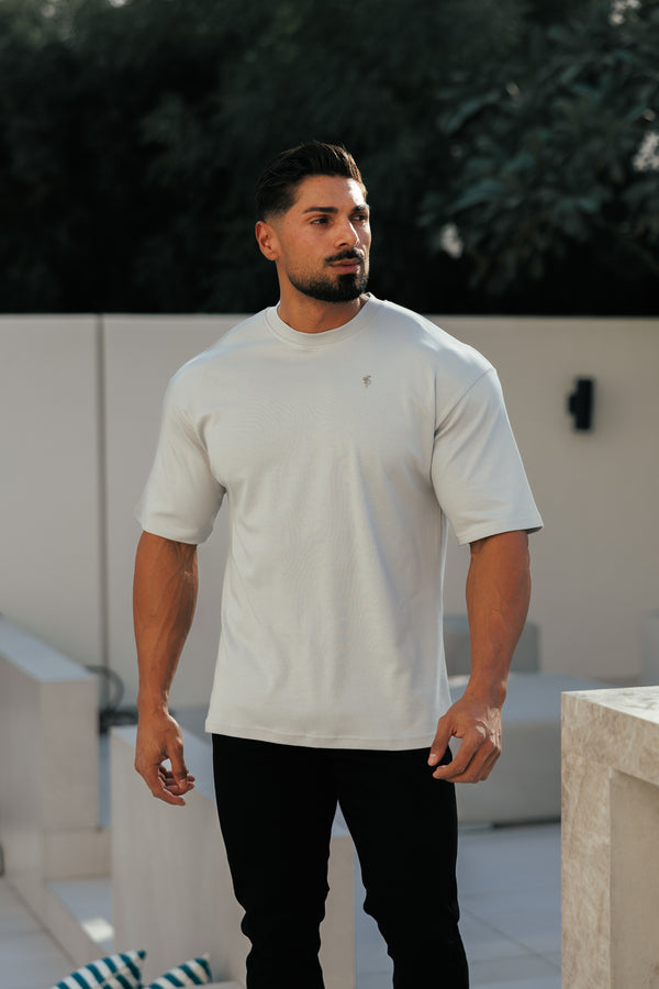 Father Sons Classic Light Grey / Silver Oversized Crew T Shirt - FSH1421