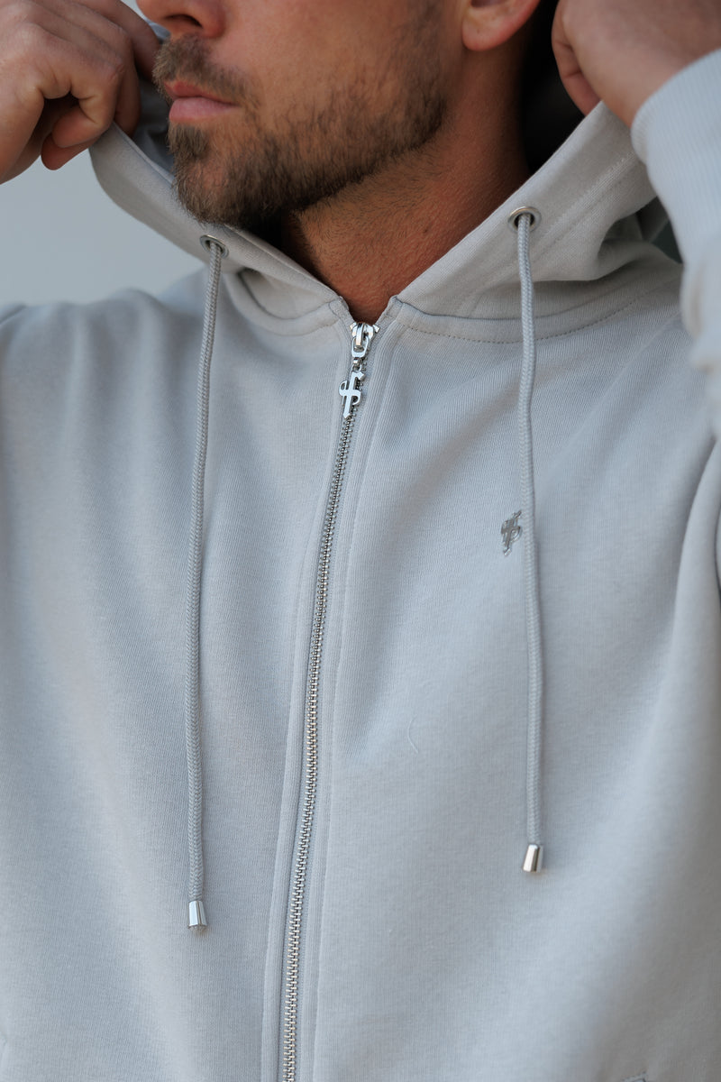 FS Light Grey / Silver Full Zip Hoodie with Pockets - FSH1250