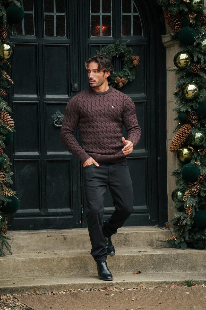 Father Sons Link Weave Knit Brown Crew Neck Jumper - FSJ141 (PRE ORDER 13TH DECEMBER)
