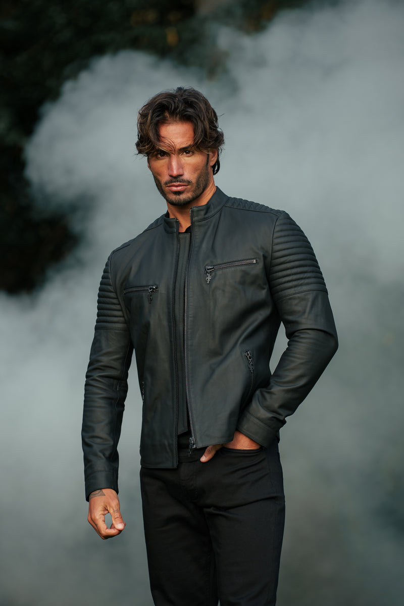 Father Sons Black Bomber Leather Jacket - FSH1436