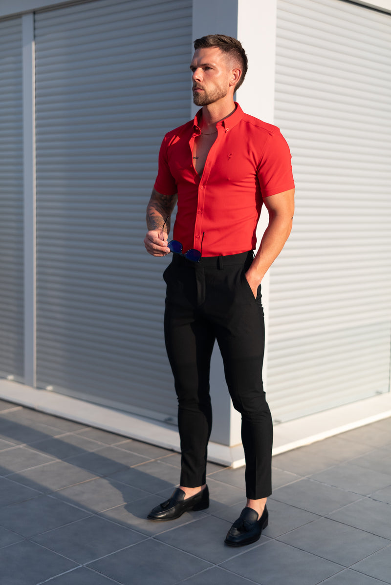 FS Super Slim SS Postbox Red Scuba with Button Down Collar - FS1189