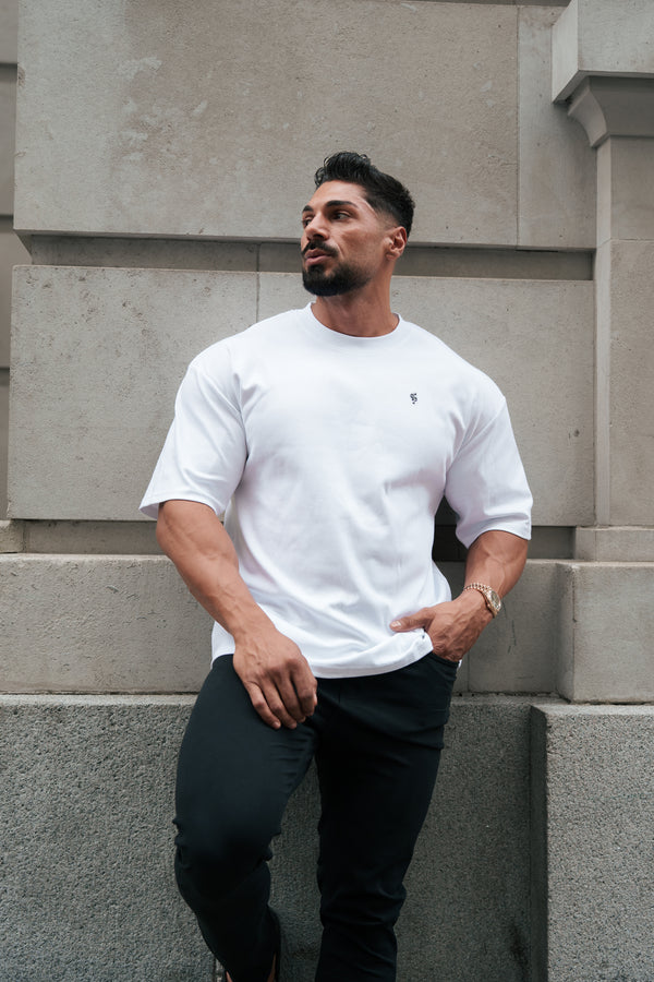 Father Sons Classic White / Black Oversized Crew T Shirt - FSH1372