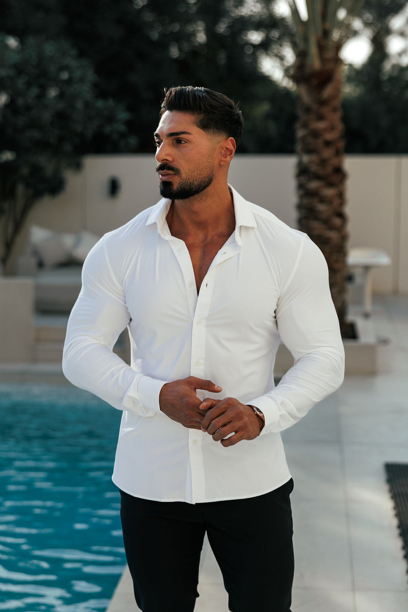 Father Sons Ultra Stretch Compression Shirt Long Sleeve White - FS1233