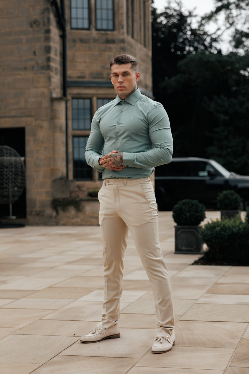 Father Sons Muscle Fit Advanced Stretch Khaki with Cutaway Collar  - FS1200
