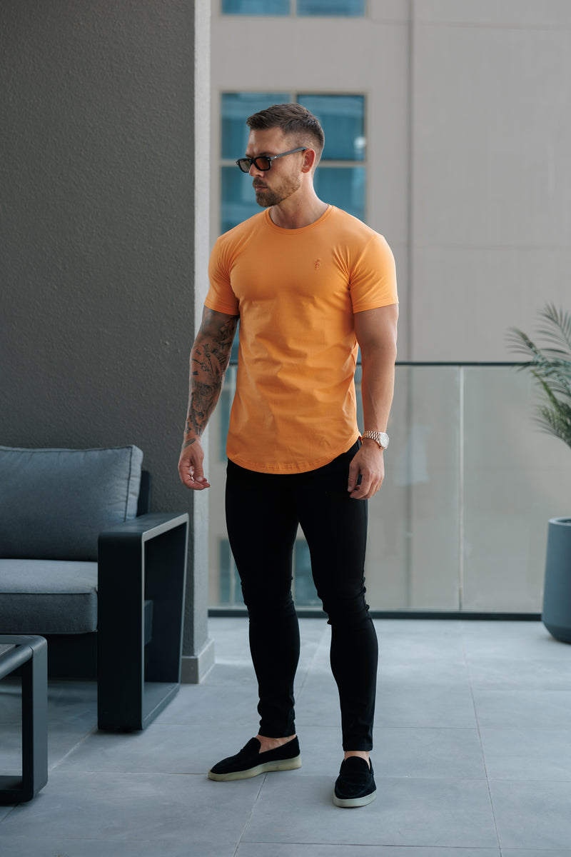 Father Sons Classic Orange Tonal Curved Hem Crew T Shirt - FSH1152