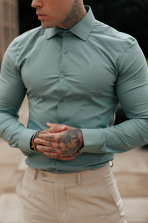 Father Sons Muscle Fit Advanced Stretch Khaki with Cutaway Collar  - FS1200