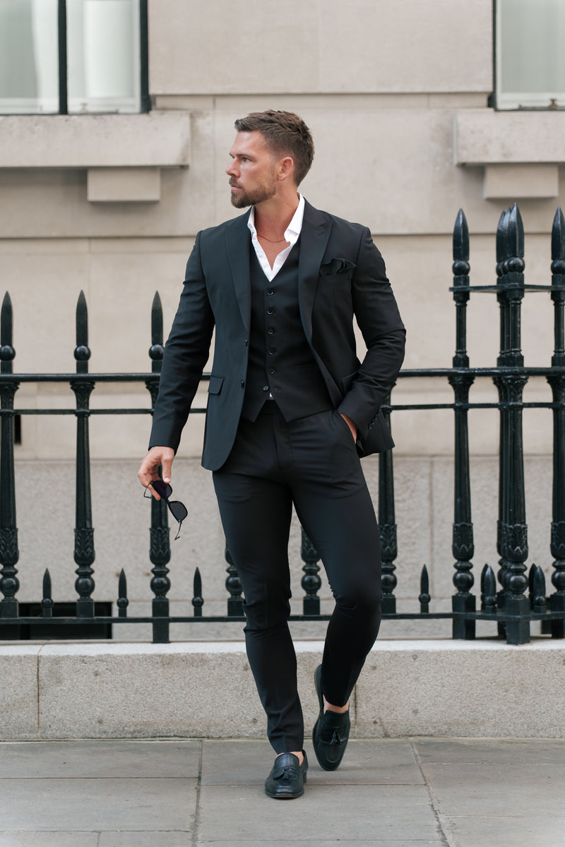 Father Sons Slim Formal Black Stretch Trousers - FST037 (PRE ORDER 14TH AUGUST)
