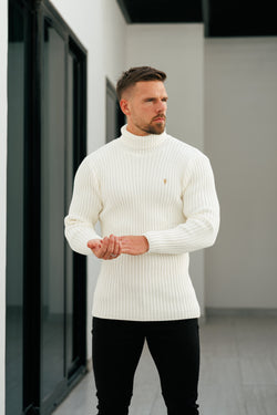 Father Sons Ribbed Knit Cream Roll Neck Jumper - FSJ114 (PRE ORDER 12TH NOVEMBER)