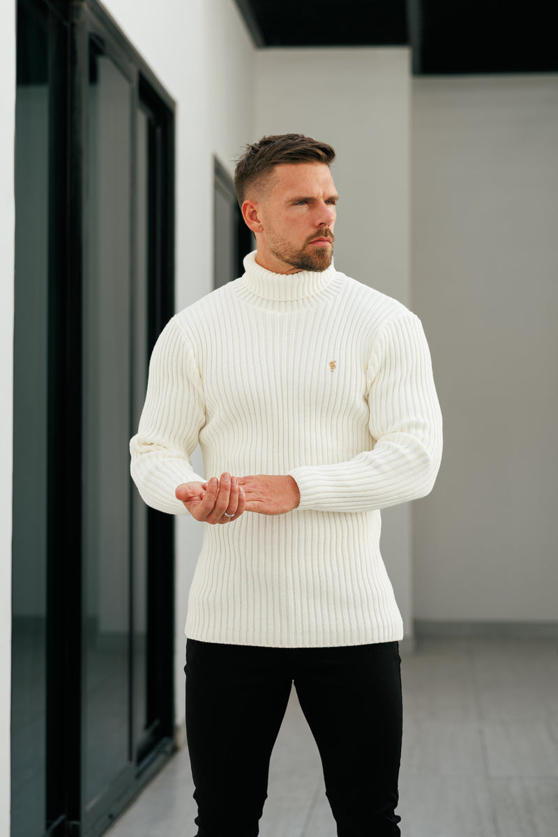 Father Sons Ribbed Knit Cream Roll Neck Jumper - FSJ114 (PRE ORDER 12TH NOVEMBER)