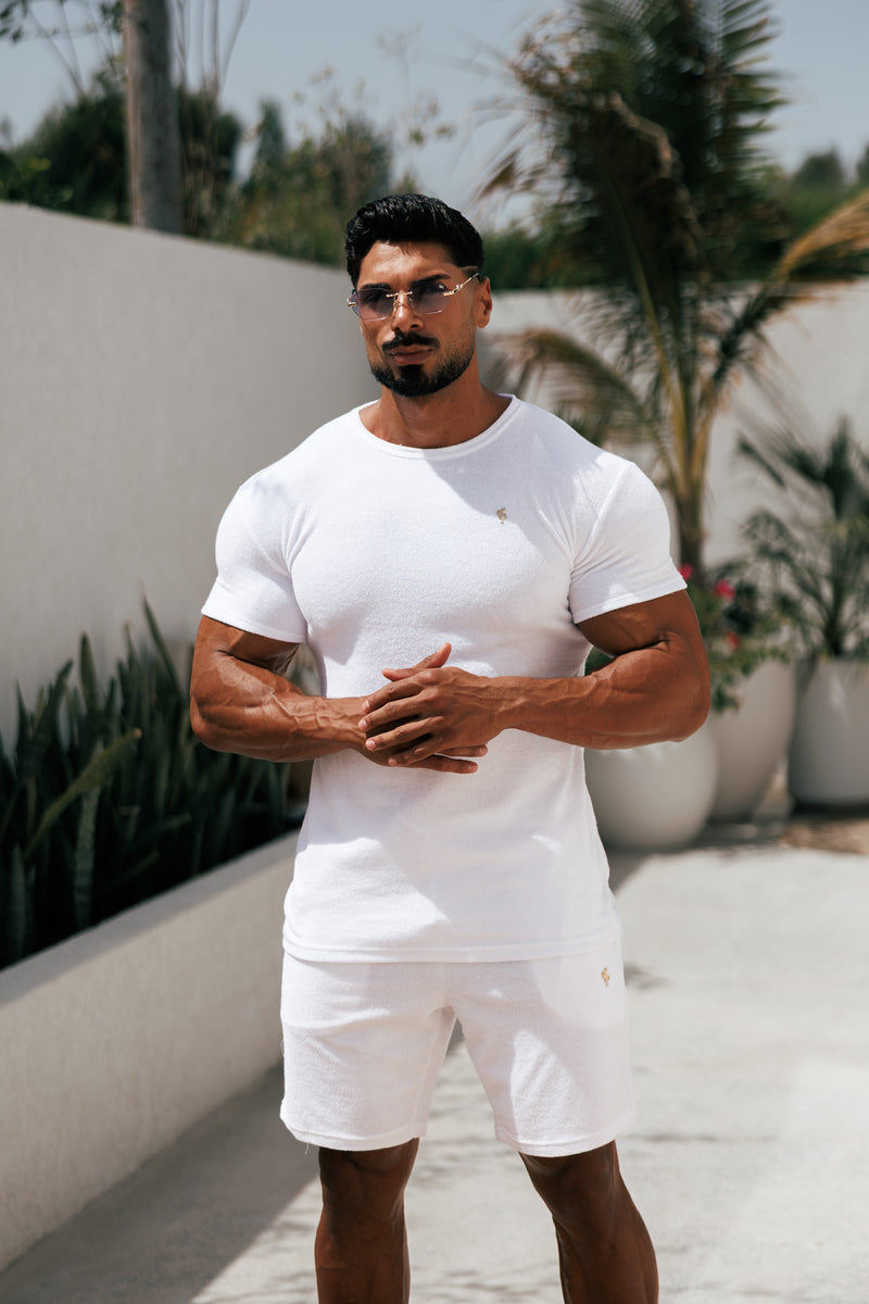 Father Sons White / Gold Towelling Shorts - FSH1346