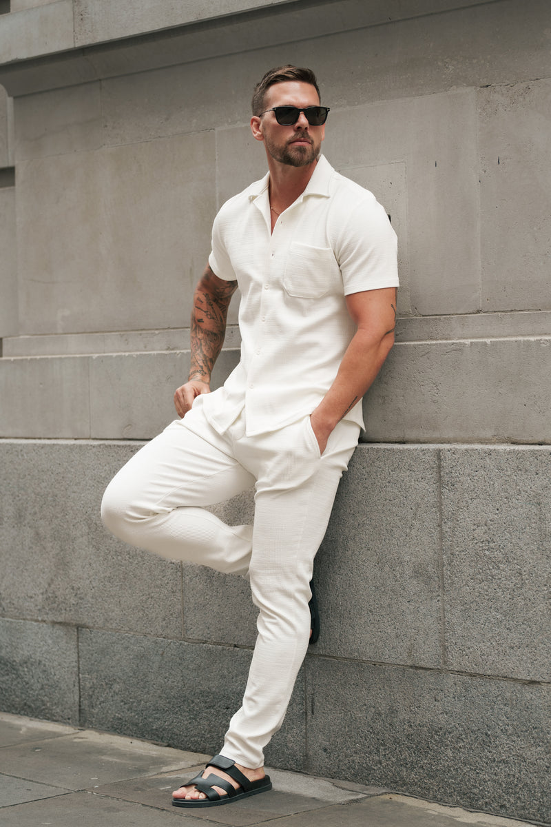 Father Sons Jersey Cord Stretch White Revere Shirt Short Sleeve - FSR017 (PRE ORDER 11TH AUGUST)