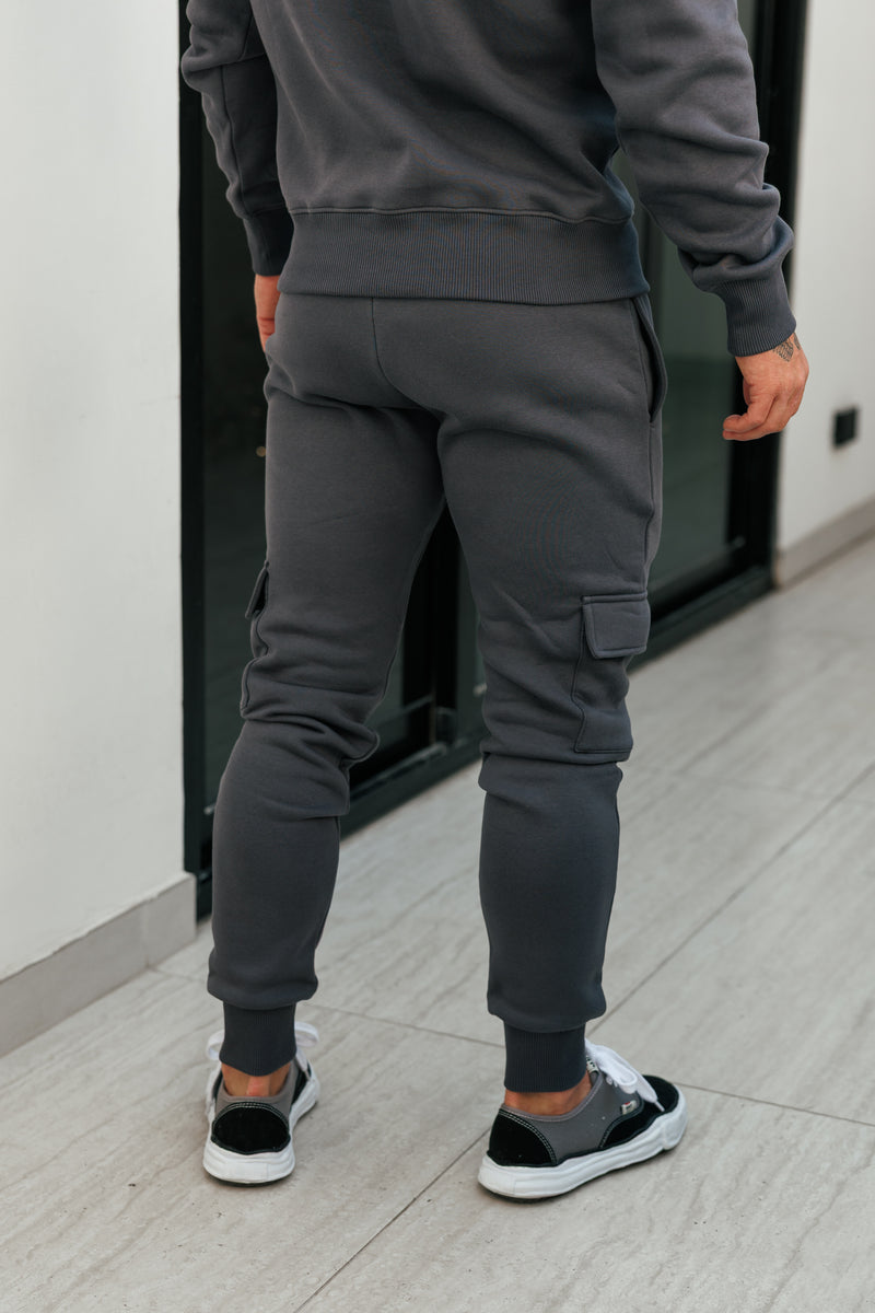 FS Charcoal / Silver Cargo Tracksuit Bottoms - FSR035 (PRE ORDER 22ND DECEMBER)