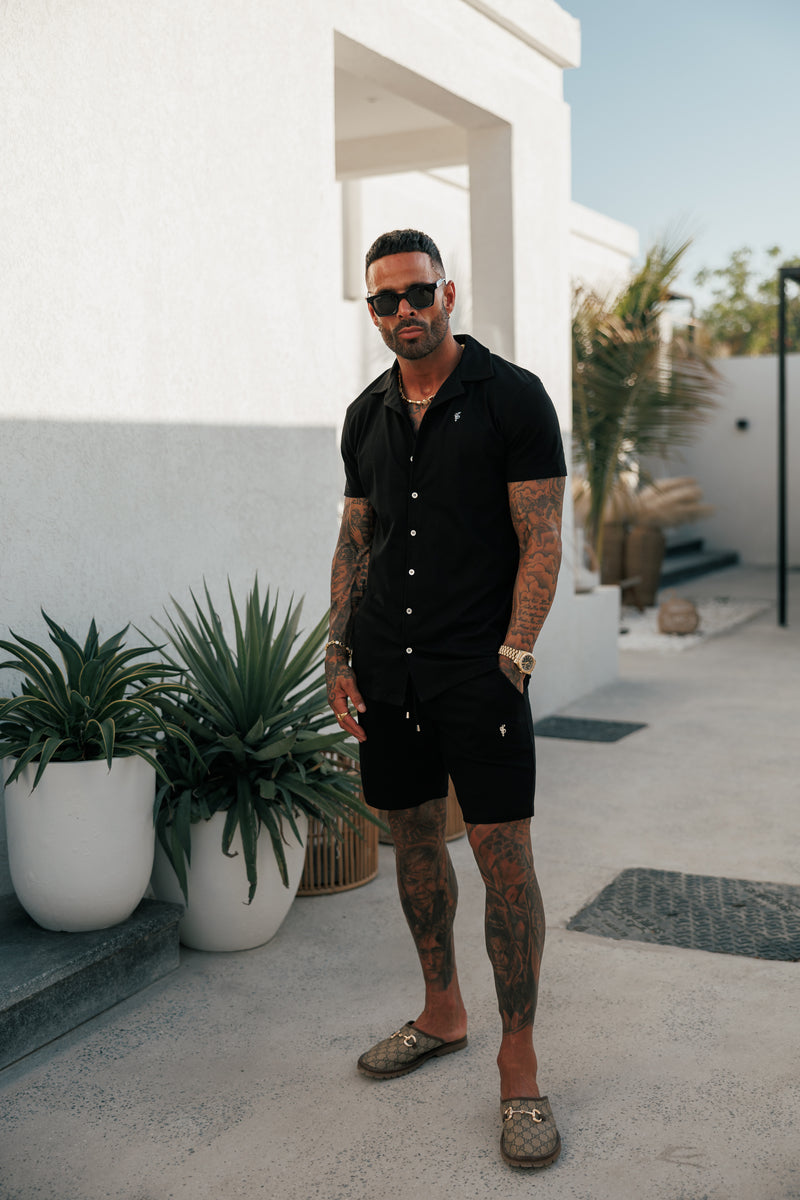 Father Sons Black Pique Shorts - FSH1359 (PRE ORDER 30TH MAY)