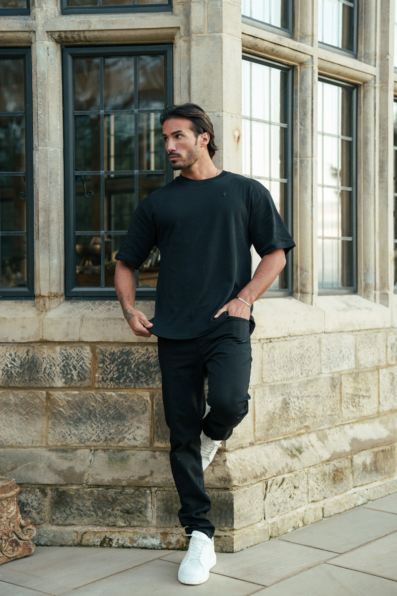 Father Sons Classic Black / Black Oversized Crew T Shirt - FSH1418