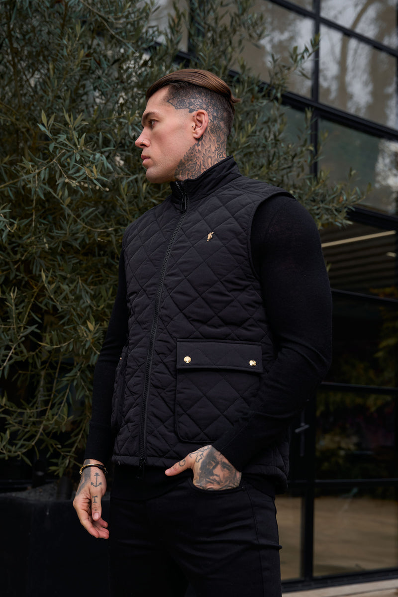 FS Black Padded Gilet With Front Pockets  - FSN209 (PRE ORDER 14TH DECEMBER)