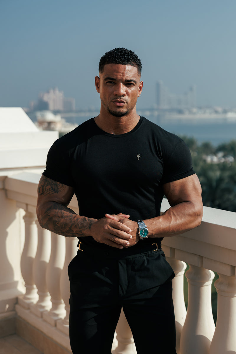 Father Sons Classic Black Bamboo Crew with Gold Metal Emblem Decal FSH1382