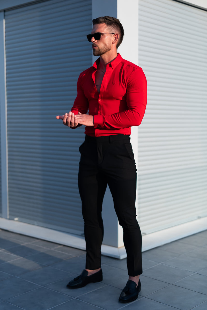 FS Super Slim LS Postbox Red Scuba with Button Down Collar - FS1186