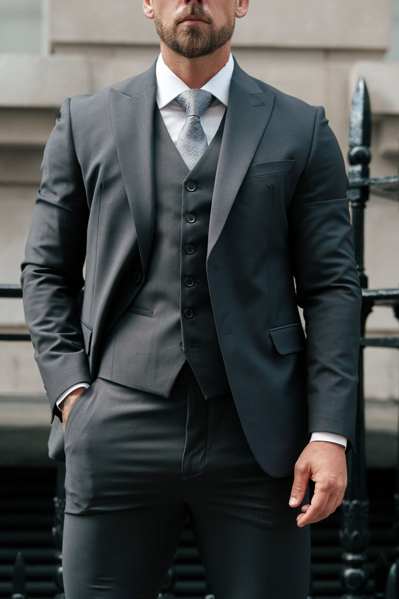 Father Sons Slim Formal Suit Jacket Charcoal - FSJKT014