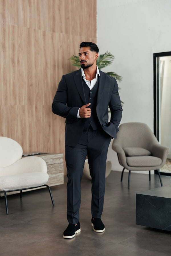 Father Sons Relaxed Formal Charcoal Stretch Trousers - FSTR023 RELAXED
