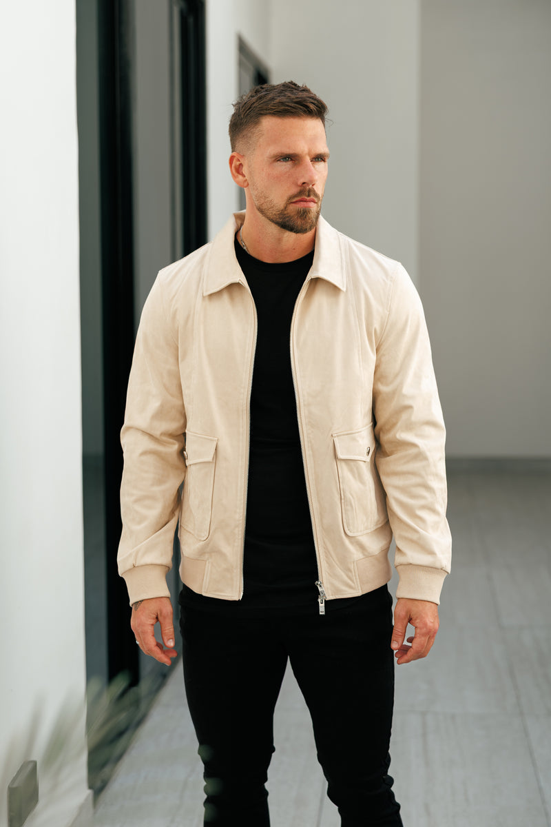FS Suede Feel Beige Bomber Jacket - FSN228