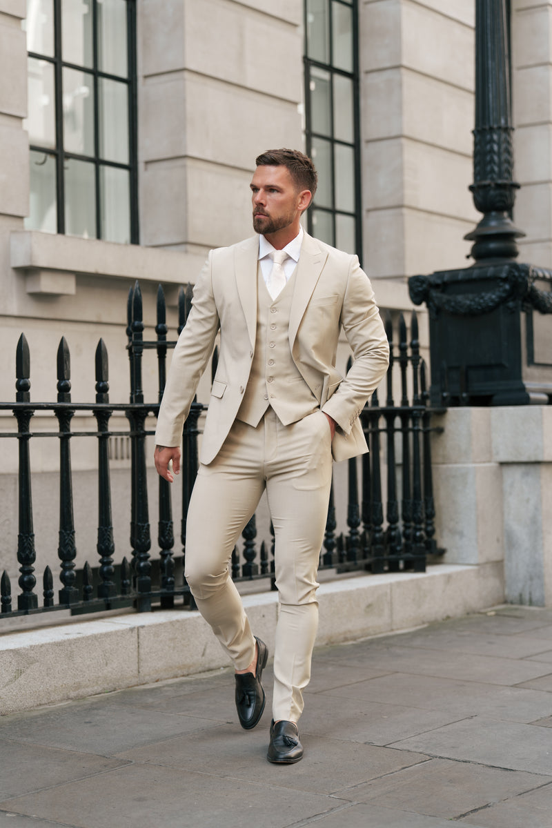 Father Sons Slim Formal Beige Stretch Trousers - FST038 (PRE ORDER 14TH AUGUST)