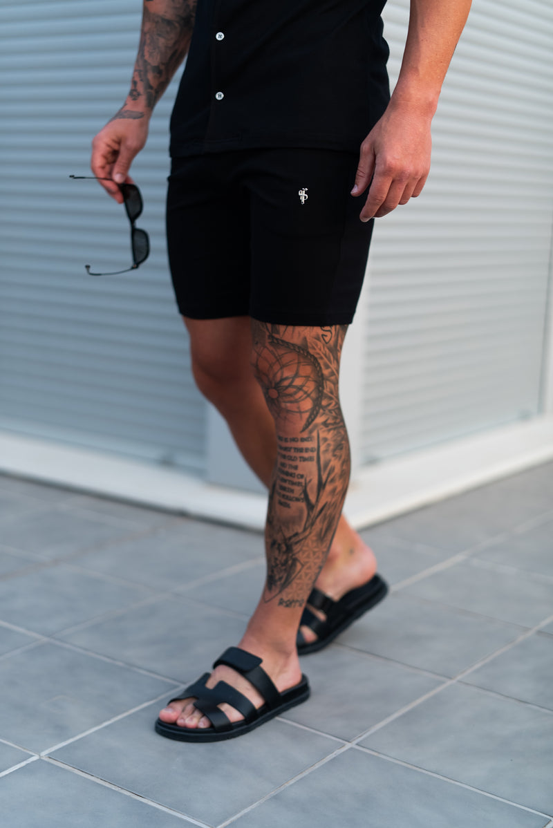 Father Sons Black Pique Shorts - FSH1359 (PRE ORDER 10TH AUGUST)