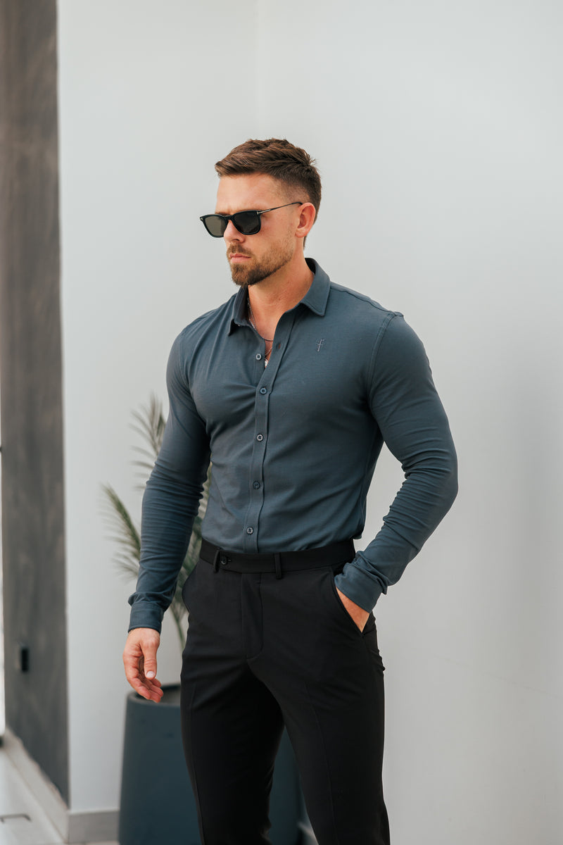 Father Sons Fitted Blue / Grey Long Sleeve Jersey - FSD005