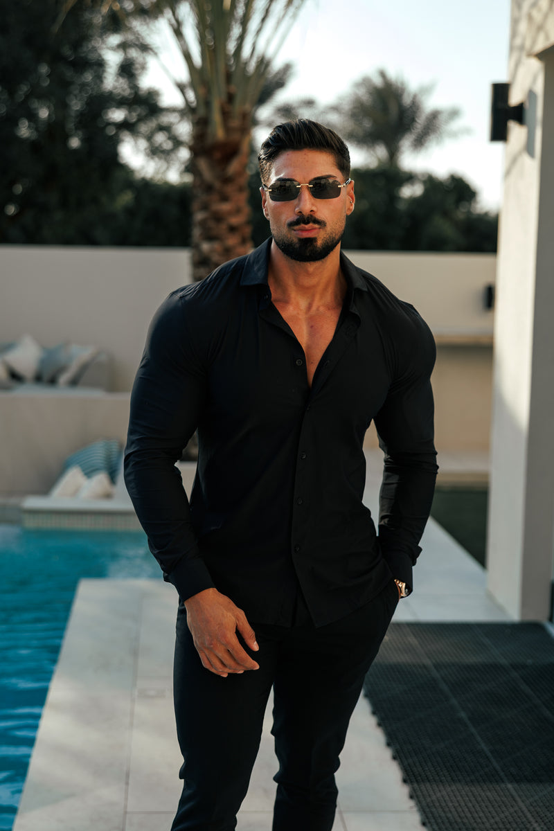 Father Sons Ultra Stretch Compression Shirt Long Sleeve Black - FS1234