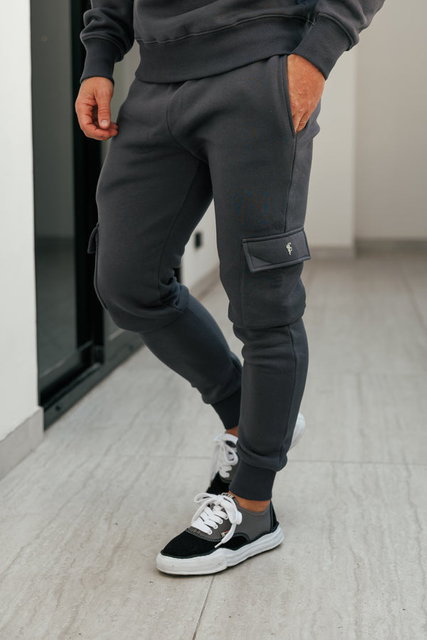 FS Charcoal / Silver Cargo Tracksuit Bottoms - FSR035 (PRE ORDER 22ND DECEMBER)
