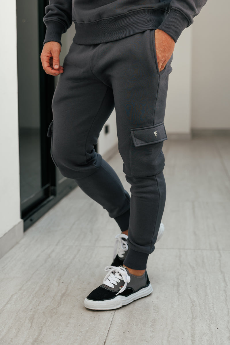 FS Charcoal / Silver Cargo Tracksuit Bottoms - FSR035 (PRE ORDER 22ND DECEMBER)