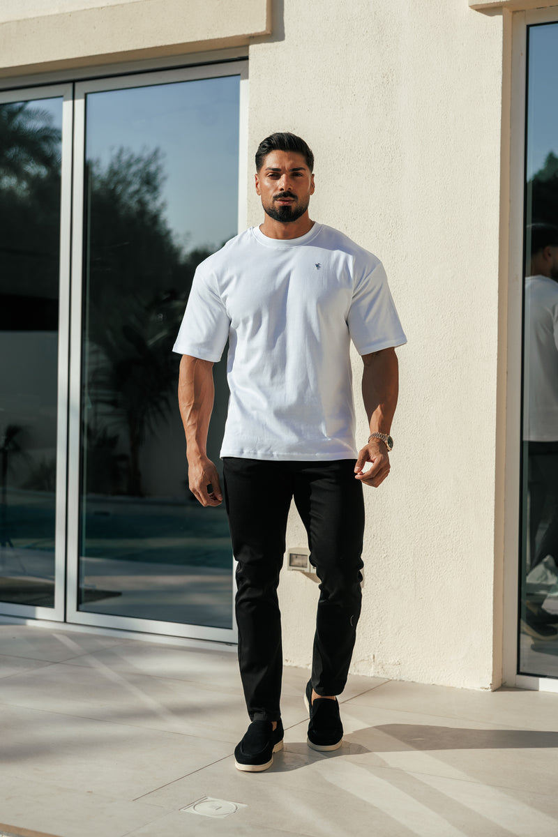 Father Sons Classic White / Silver Oversized Crew T Shirt - FSH1423