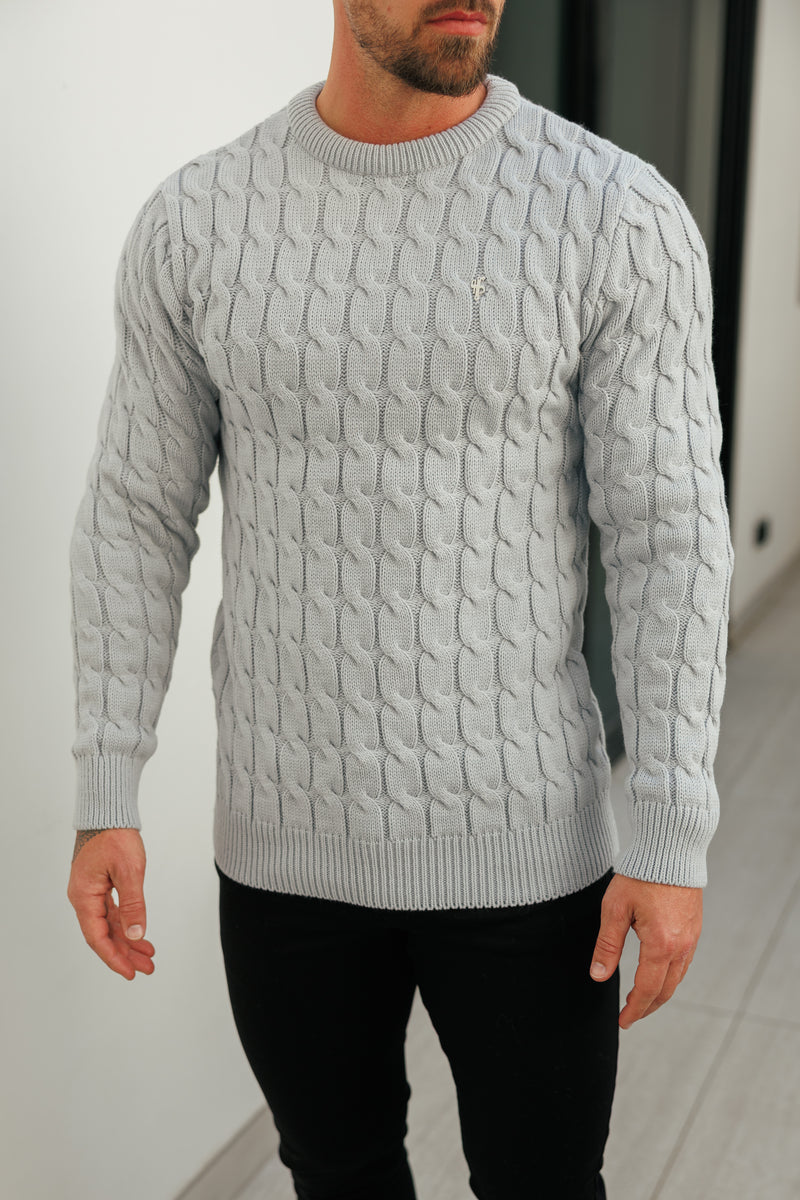 Father Sons Link Weave Knit Cop Grey Crew Neck Jumper - FSJ129