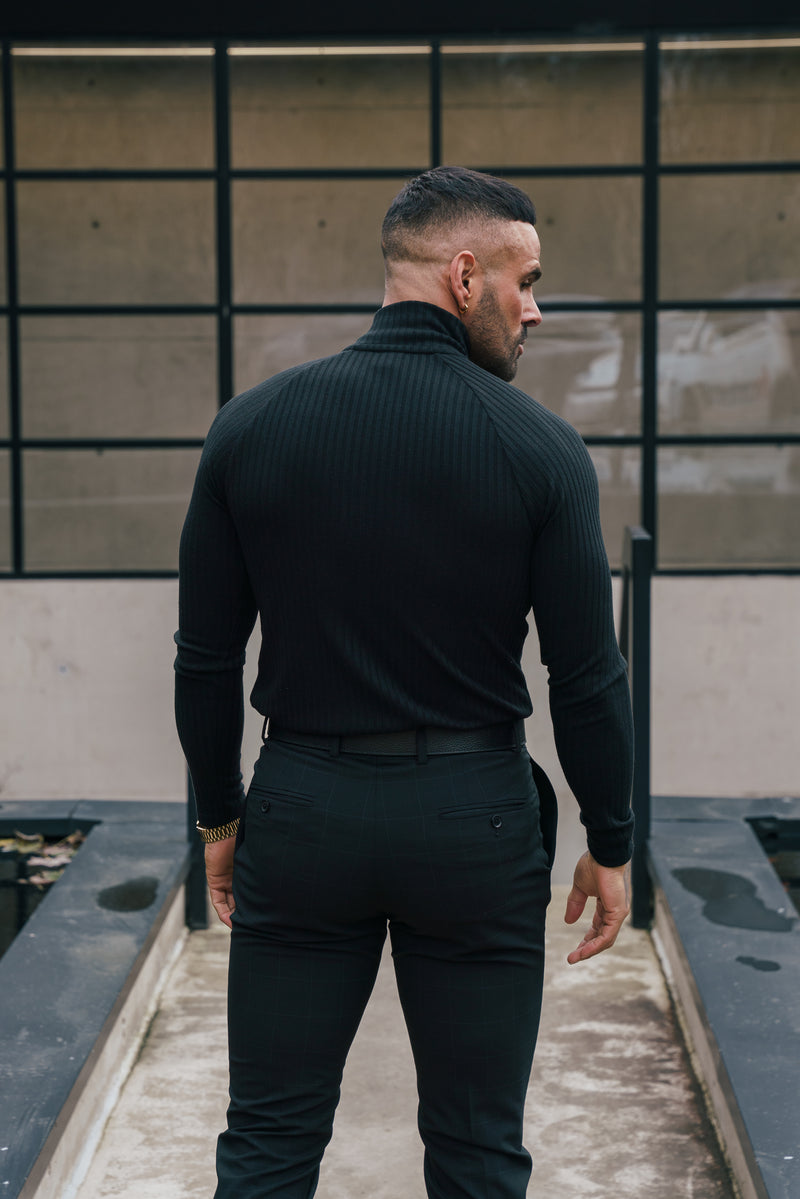 FS Classic Black Ribbed Zip Funnel Neck Raglan Long Sleeve Crew - FSH1265 (PRE ORDER 12TH DECEMBER)