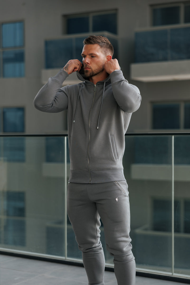 FS Charcoal / Silver Full Zip Hoodie with Pockets - FSH1251