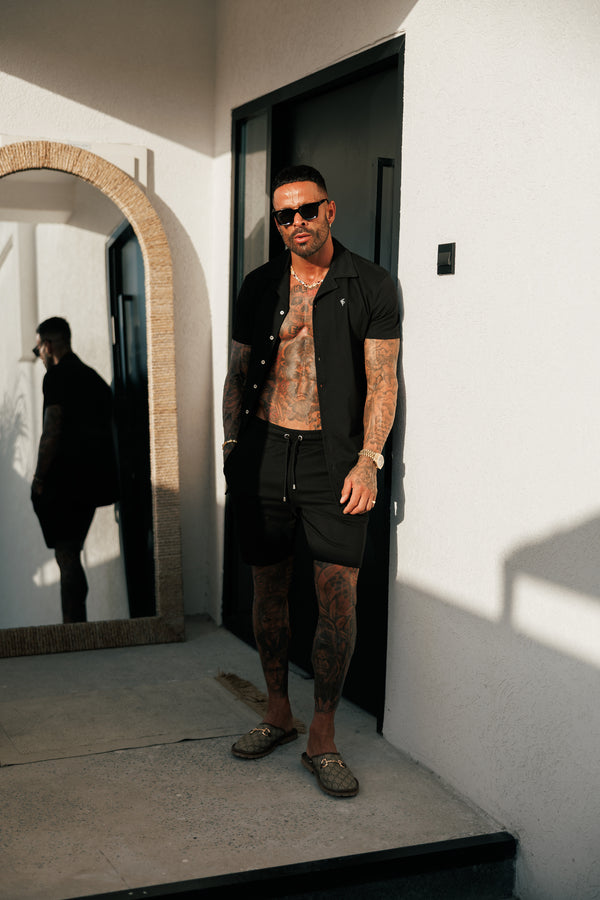 Father Sons Black Pique Shorts - FSH1359 (PRE ORDER 30TH MAY)