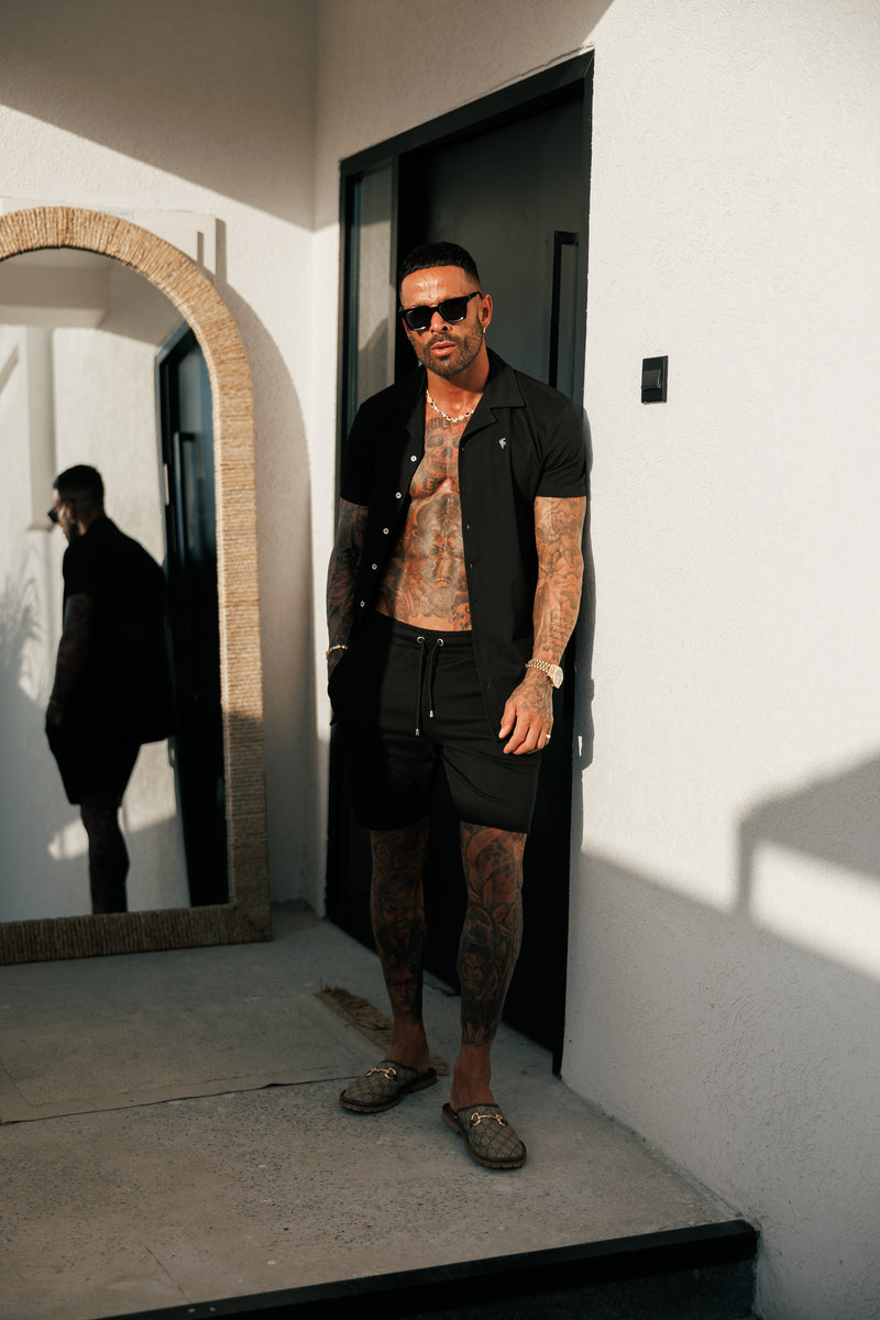 Father Sons Black Pique Shorts - FSH1359 (PRE ORDER 30TH MAY)